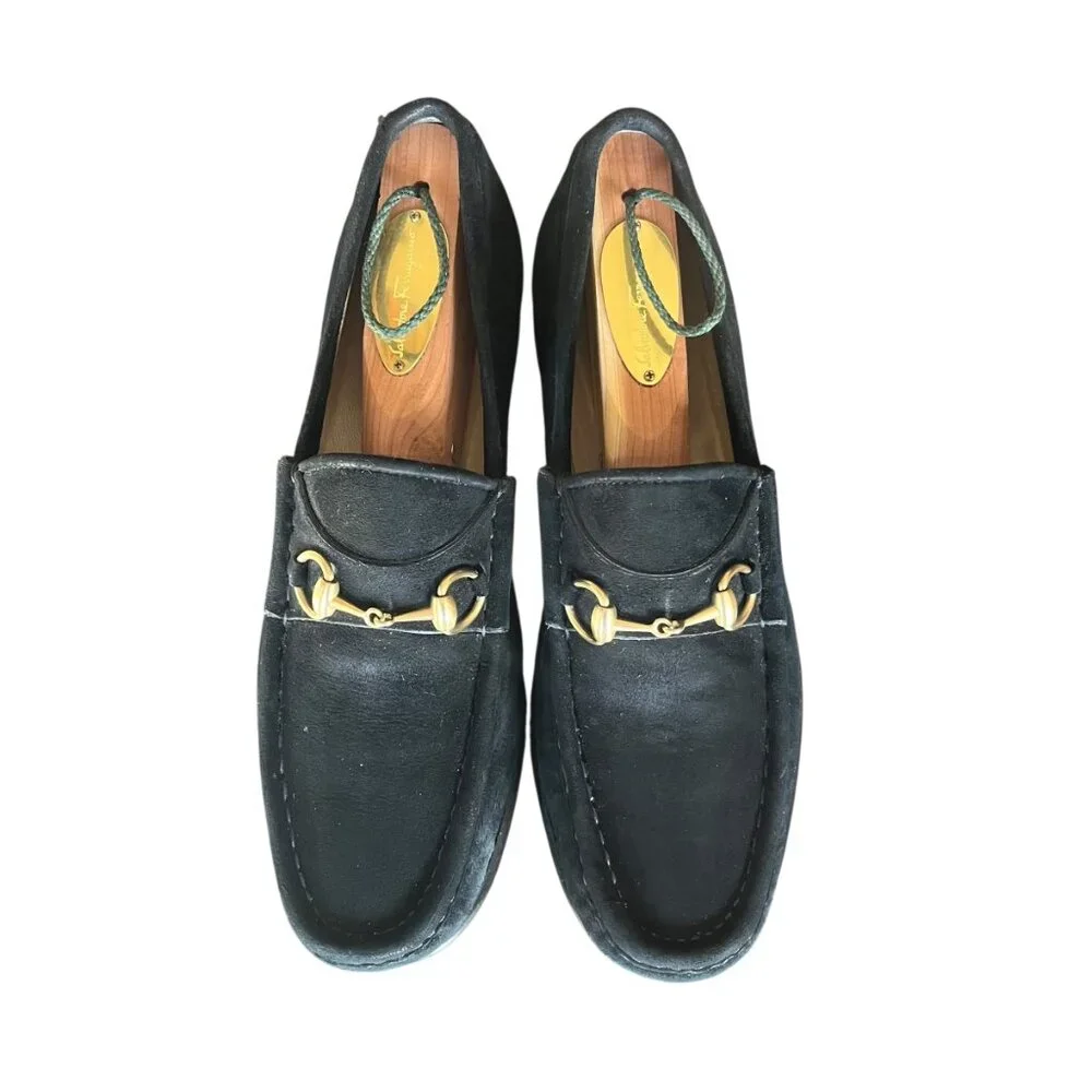 Vintage Gucci Black Suede Horsebit Loafers - Size 6.5 - Picture 14 of 16